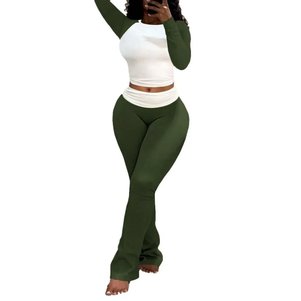 Nimsruc Women's Green Lounge Sets Fall Comfy Tracksuits Pants 2 Piece XXL